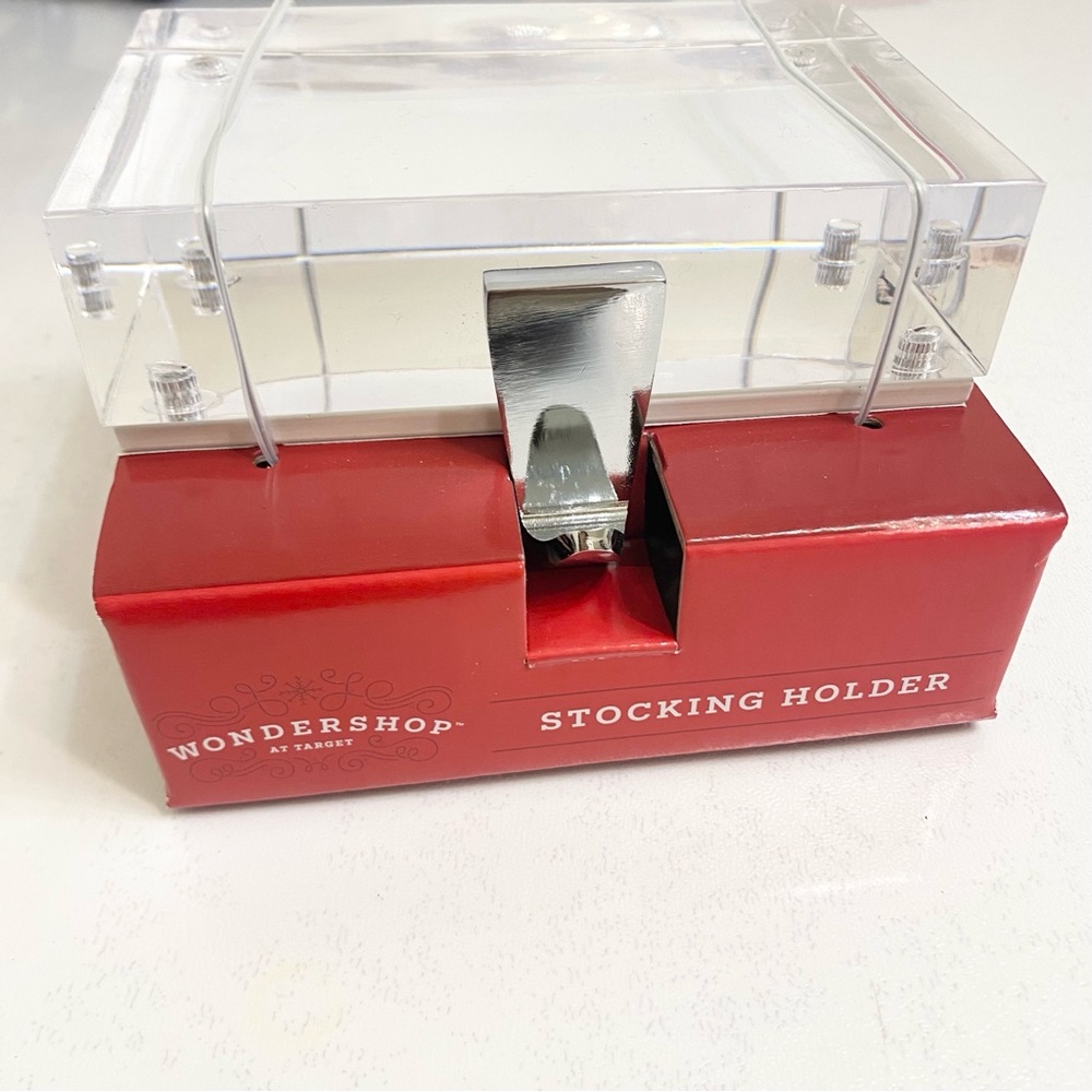 NEW 1 pack Acrylic Stocking Holder -silver hook